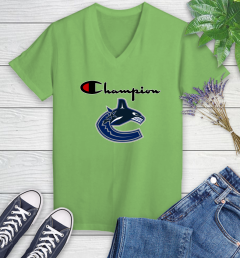 NHL Hockey Vancouver Canucks Champion Shirt Women's V-Neck T-Shirt 7
