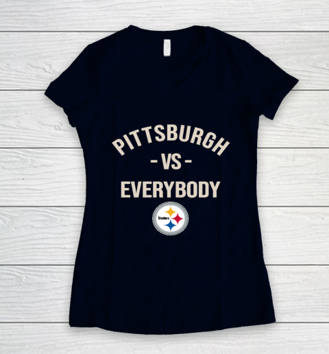 Pittsburgh Steelers Vs Everybody Women's V-Neck T-Shirt 2