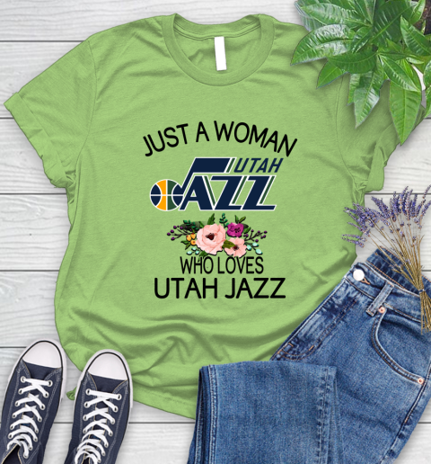 NBA Just A Woman Who Loves Utah Jazz Basketball Sports Women's T-Shirt 7