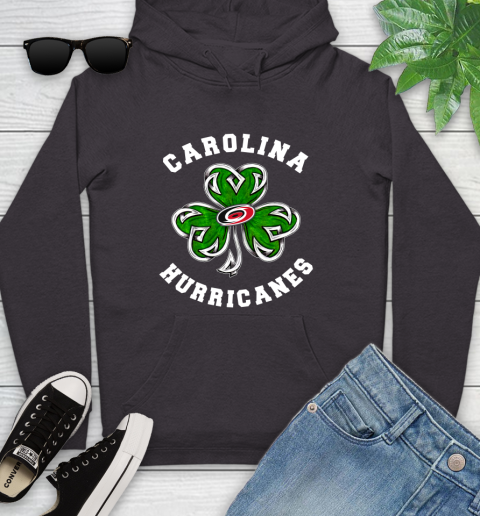 NHL Carolina Hurricanes Three Leaf Clover St Patrick's Day Hockey Sports Youth Hoodie 8