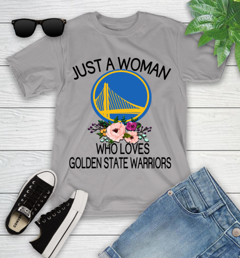 NBA Just A Woman Who Loves Golden State Warriors Basketball Sports Youth T-Shirt 2