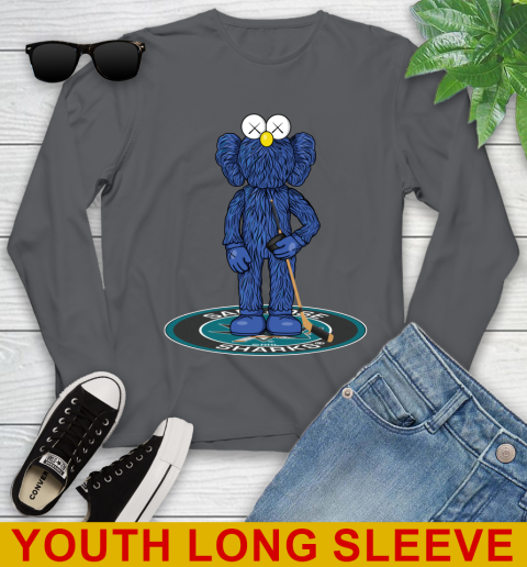NHL Hockey San Jose Sharks Kaws Bff Blue Figure Shirt Youth Long Sleeve 9