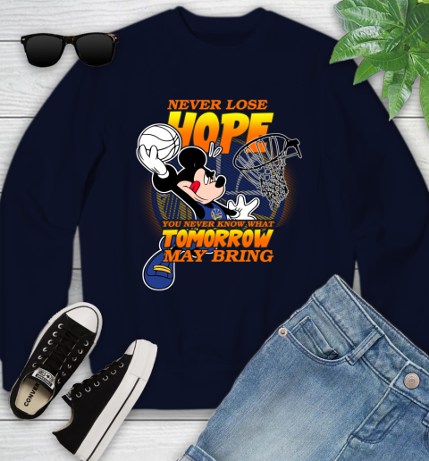 Golden State Warriors NBA Basketball Mickey Disney Never Lose Hope Youth Sweatshirt 2