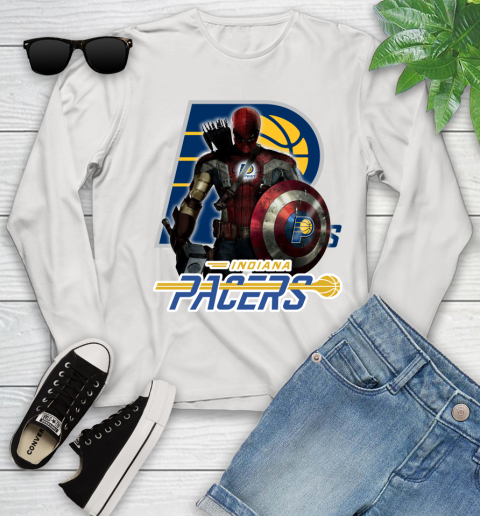 Indiana Pacers NBA Basketball Captain America Thor Spider Man Hawkeye Avengers Youth Long Sleeve