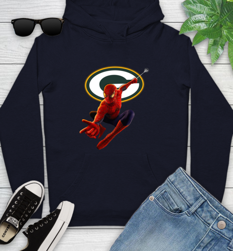 NFL Spider Man Avengers Endgame Football Green Bay Packers Youth Hoodie 4