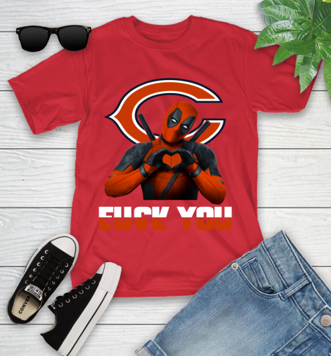 NHL Chicago Bears Deadpool Love You Fuck You Football Sports Youth T-Shirt 13