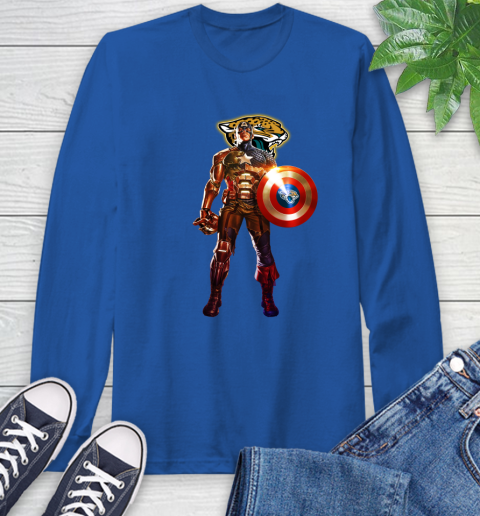 NFL Captain America Marvel Avengers Endgame Football Sports Jacksonville Jaguars Long Sleeve T-Shirt 9