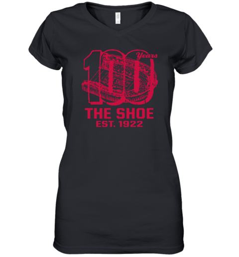 100th Celebration Ohio State Buckeyes Stadium The Shoe Est 1922 Women's V-Neck T-Shirt
