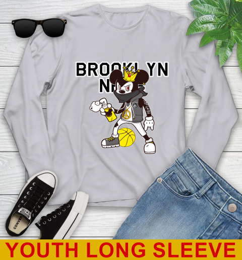 Brooklyn Nets NBA Basketball Mickey Peace Sign Sports Youth Long Sleeve 6