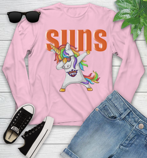 Phoenix Suns NBA Basketball Funny Unicorn Dabbing Sports Youth Long Sleeve 10