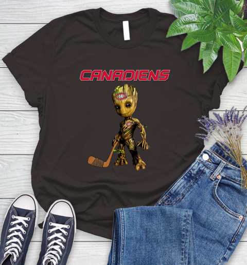 Montreal Canadiens NHL Hockey Groot Marvel Guardians Of The Galaxy Women's T-Shirt 8