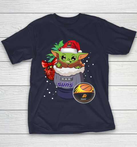 Phoenix Suns Christmas Baby Yoda Star Wars Funny Happy NBA Youth T-Shirt 4