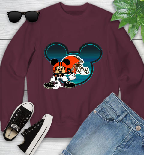 NFL Cleveland Browns Mickey Mouse Disney Football T Shirt Youth Sweatshirt 5