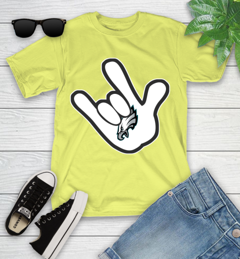 Philadelphia Eagles NFL Football Mickey Rock Hand Disney Youth T-Shirt 8