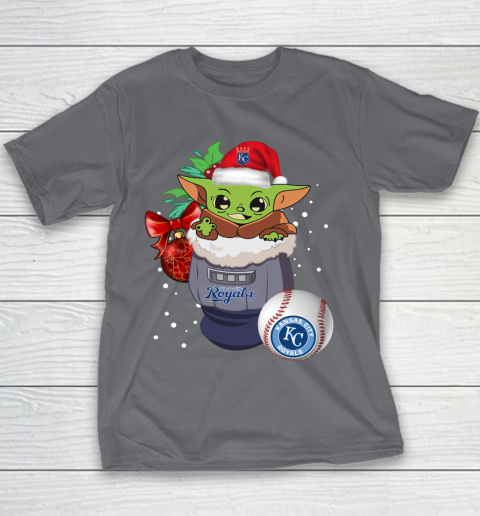 Kansas City Royals Christmas Baby Yoda Star Wars Funny Happy MLB Youth T-Shirt 7