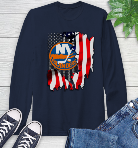 New York Islanders NHL Hockey American Flag Long Sleeve T-Shirt 3