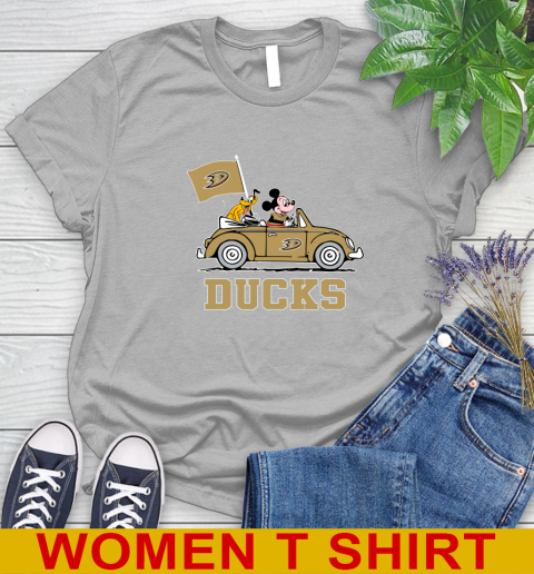 NHL Hockey Anaheim Ducks Pluto Mickey Driving Disney Shirt Women's T-Shirt 5