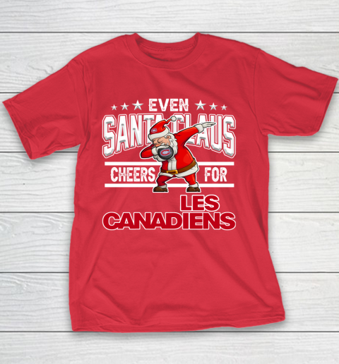 Montreal Canadiens Even Santa Claus Cheers For Christmas NHL Youth T-Shirt 7