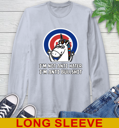 Chicago Cubs MLB Baseball Unicorn I'm Not Anti Hater I'm Anti Bullshit Long Sleeve T-Shirt 6