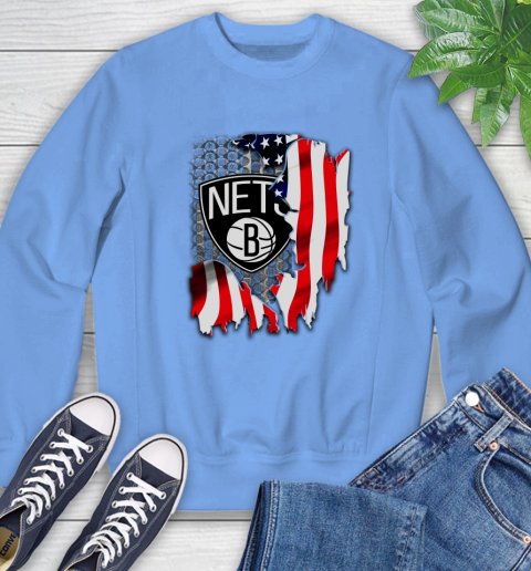 Brooklyn Nets NBA Basketball American Flag Sweatshirt 11