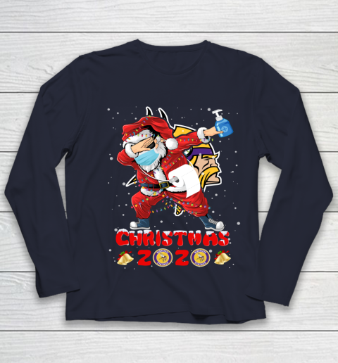 Minnesota Vikings Funny Santa Claus Dabbing Christmas 2020 NFL Youth Long Sleeve 2
