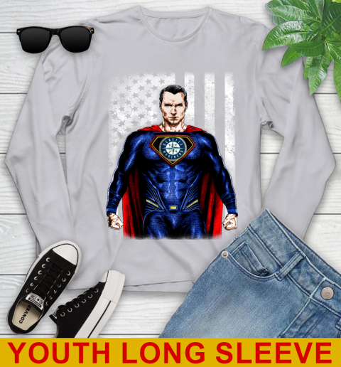 MLB Baseball Seattle Mariners Superman DC Shirt Youth Long Sleeve 5