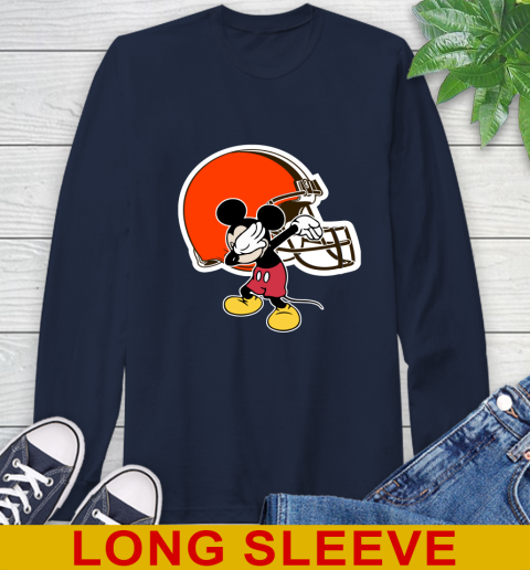 Cleveland Browns NFL Football Dabbing Mickey Disney Sports Long Sleeve T-Shirt 4