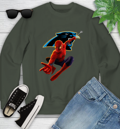 NFL Spider Man Avengers Endgame Football Carolina Panthers Youth Sweatshirt 10