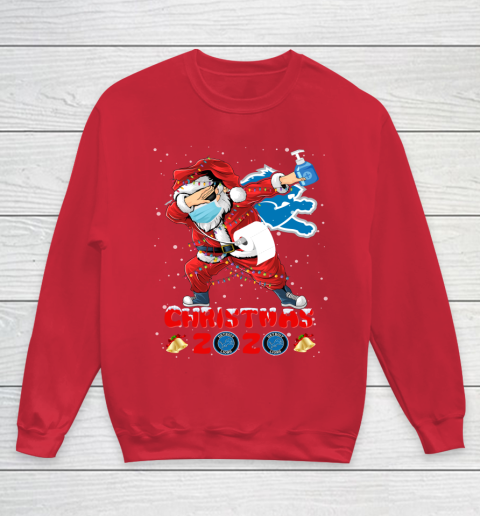 Detroit Lions Funny Santa Claus Dabbing Christmas 2020 NFL Youth Sweatshirt 7