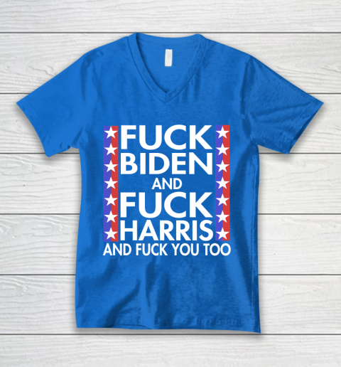 Fuck Biden And Fuck Harris Funny Anti Biden Supporter V-Neck T-Shirt 5