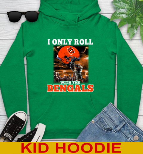 Cincinnati Bengals NFL Football I Only Roll With My Team Sports Youth Hoodie 8