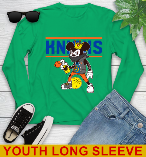 New York Knicks NBA Basketball Mickey Peace Sign Sports Youth Long Sleeve 7