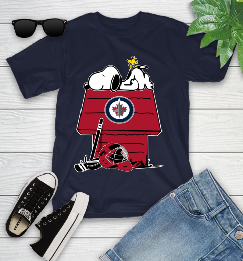 Winnipeg Jets NHL Hockey Snoopy Woodstock The Peanuts Movie Youth T-Shirt 3