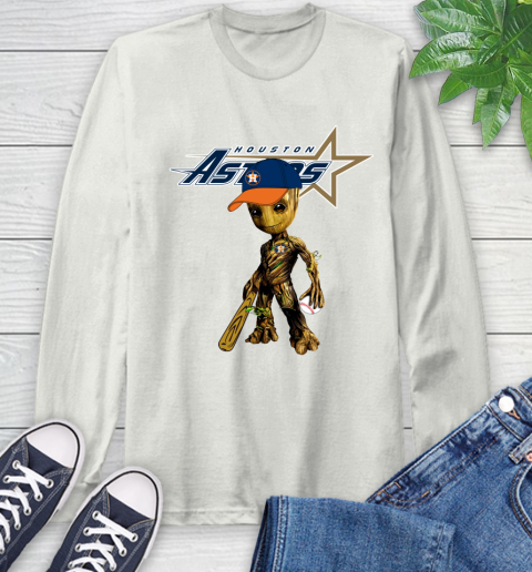 MLB Houston Astros Groot Guardians Of The Galaxy Baseball Long Sleeve T-Shirt 12