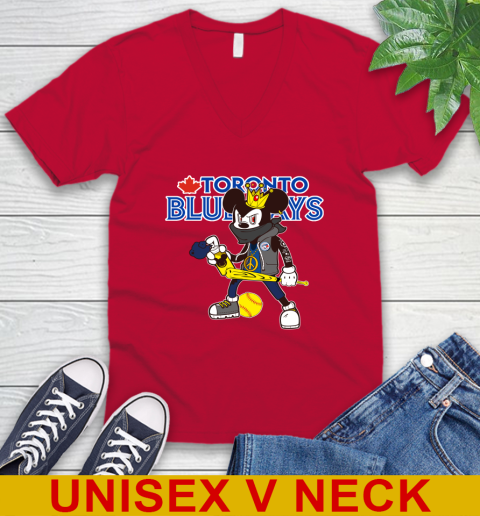 Toronto Blue Jays MLB Baseball Mickey Peace Sign Sports V-Neck T-Shirt 7