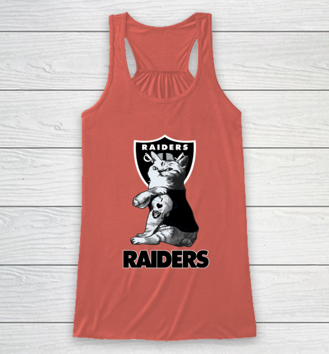 NFL Football My Cat Loves Oakland Raiders Racerback Tank - Image 4
