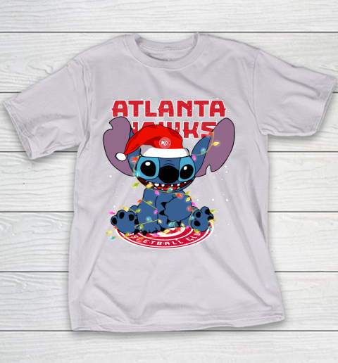 Atlanta Hawks NBA noel stitch Basketball Christmas Youth T-Shirt 2