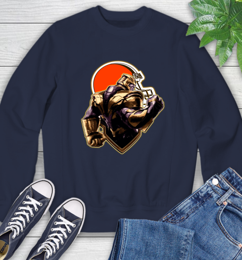 NFL Thanos Avengers Endgame Football Sports Cleveland Browns Sweatshirt - Image 4