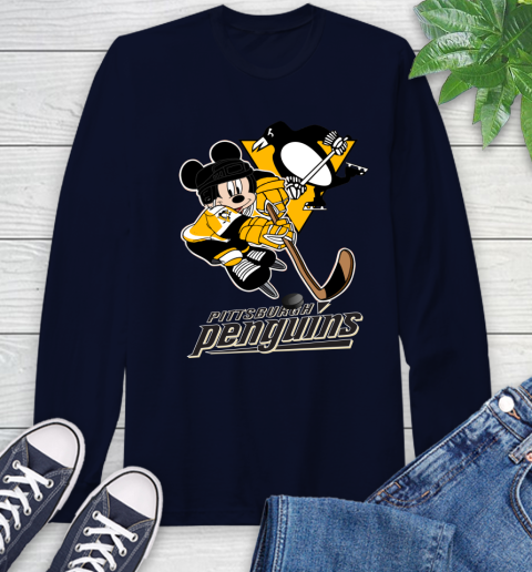 NHL Pittsburgh Penguins Mickey Mouse Disney Hockey T Shirt Long Sleeve T-Shirt 4