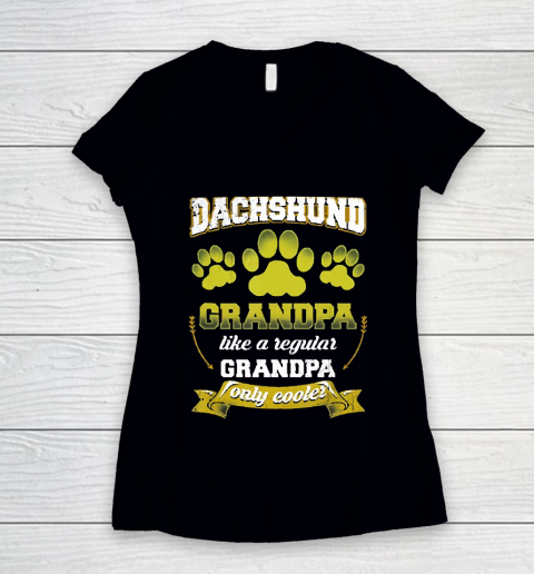 Grandpa Funny Gift Apparel  Mens Dachshund Grandpa Like A Regular Grandp Women's V-Neck T-Shirt