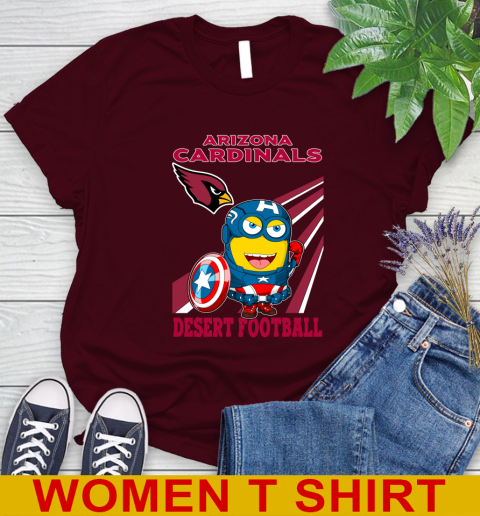 NFL Football Arizona Cardinals Captain America Marvel Avengers Minion Shirt Women's T-Shirt 6