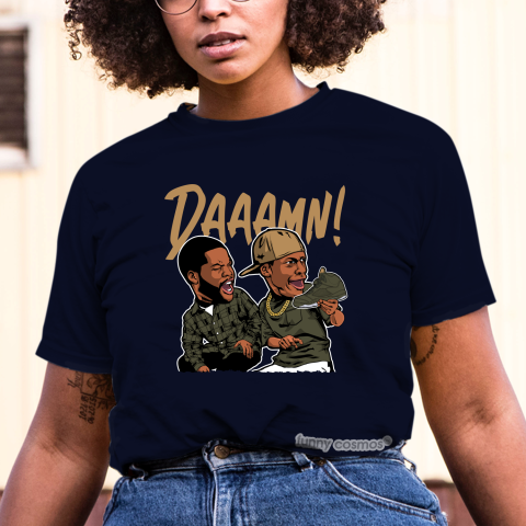 Air Jordan 5 Take Flight Matching Sneaker Shirt Damn Meme Sequoia Green and Metallic Gold Sneaker Black Tshirt