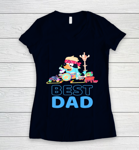 Bluey Best Dad Matching Family For Lover Women's V-Neck T-Shirt 2