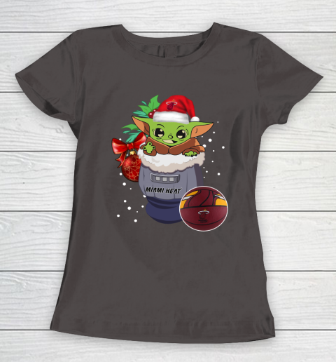 Miami Heat Christmas Baby Yoda Star Wars Funny Happy NBA Women's T-Shirt 8