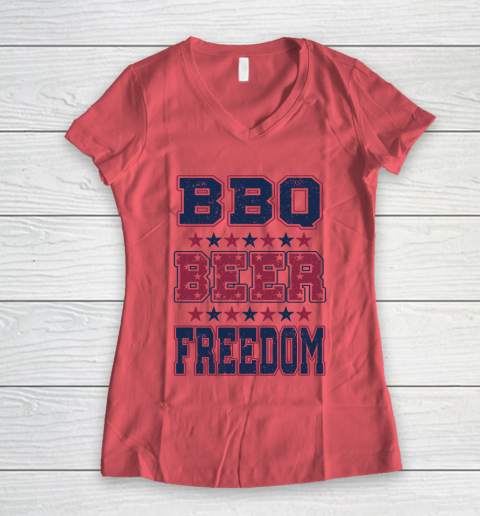 BBQ Beer Freedom Women's V-Neck T-Shirt 6