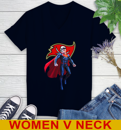 NFL Superman DC Sports Football Tampa Bay Buccaneers Women's V-Neck T-Shirt 3