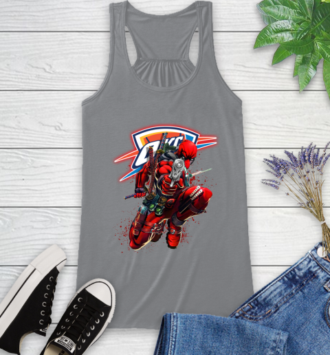 NBA Deadpool Marvel Comics Sports Basketball Oklahoma City Thunder Racerback Tank 5