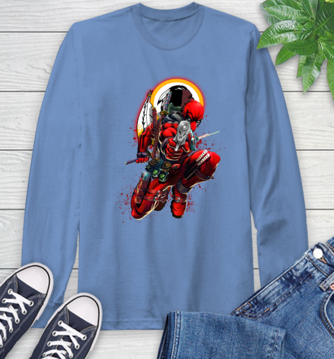 NFL Deadpool Marvel Comics Sports Football Washington Redskins Long Sleeve T-Shirt 11