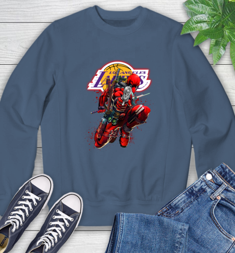 NBA Deadpool Marvel Comics Sports Basketball Los Angeles Lakers Sweatshirt 7
