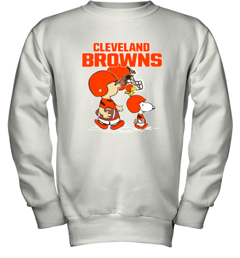 Cleveland Browns Let's Play Football Together Snoopy NFL Youth Sweatshirt